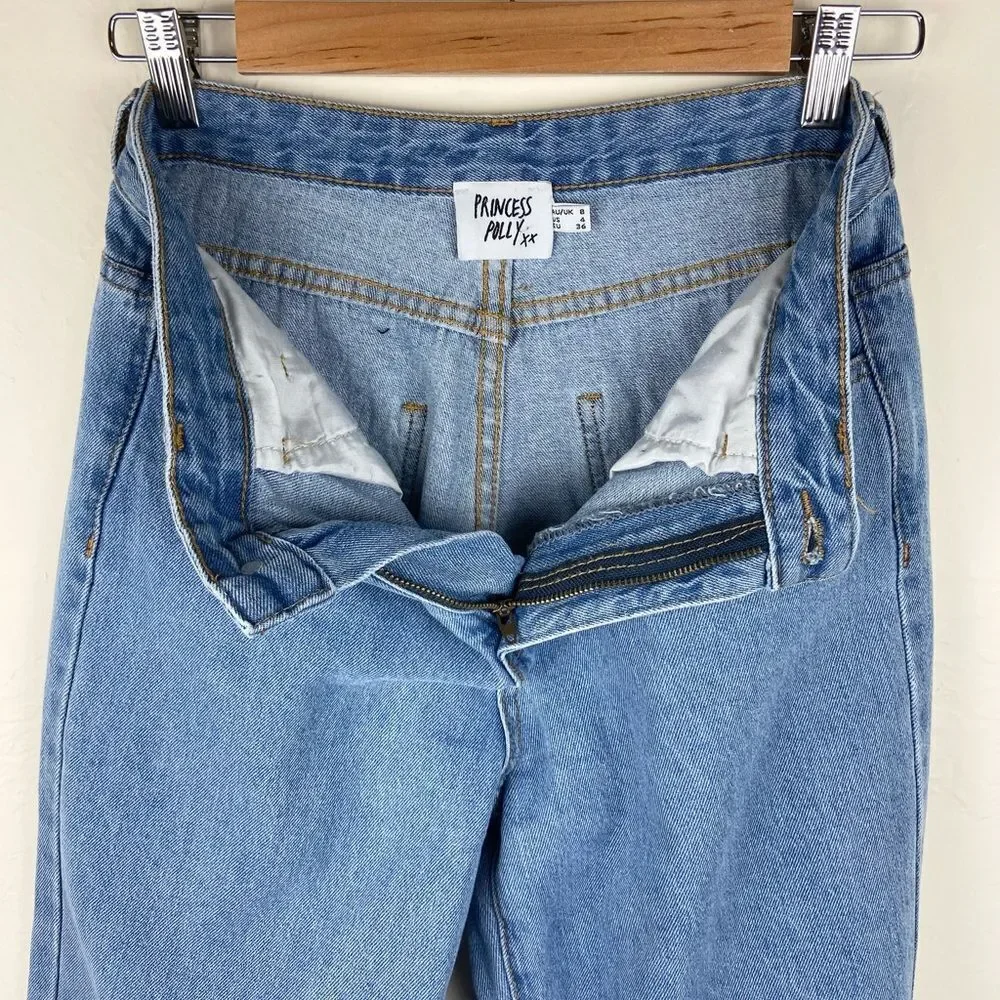 Princess Polly Helena Wide-Leg Crop Raw Hem Jeans
